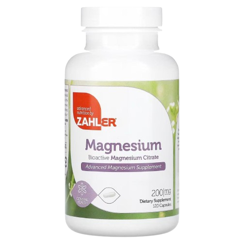 Zahler, Magnesio, Citrato de magnesio bioactivo, 200 mg, 120 cápsulas
