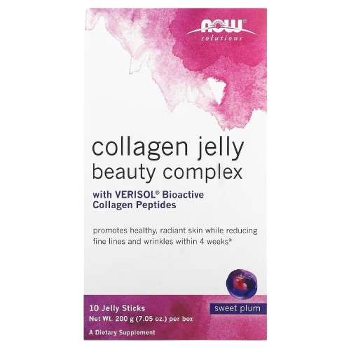 NOW Foods, Solutions, Complejo de belleza de gelatina de colágeno, Ciruela dulce, 10 barritas de gelatina