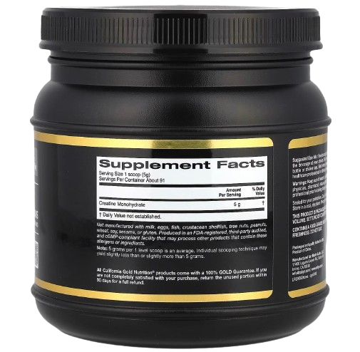 California Gold Nutrition, Sport, Monohidrato de creatina, Sin sabor, 454 g (1 lb)